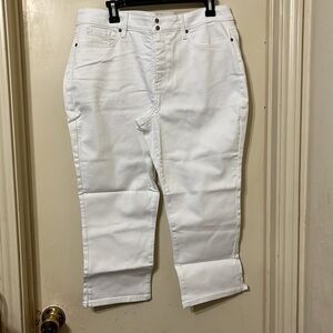 NYDJ cool embrace skinny crop with side slits optic white  NWT  14